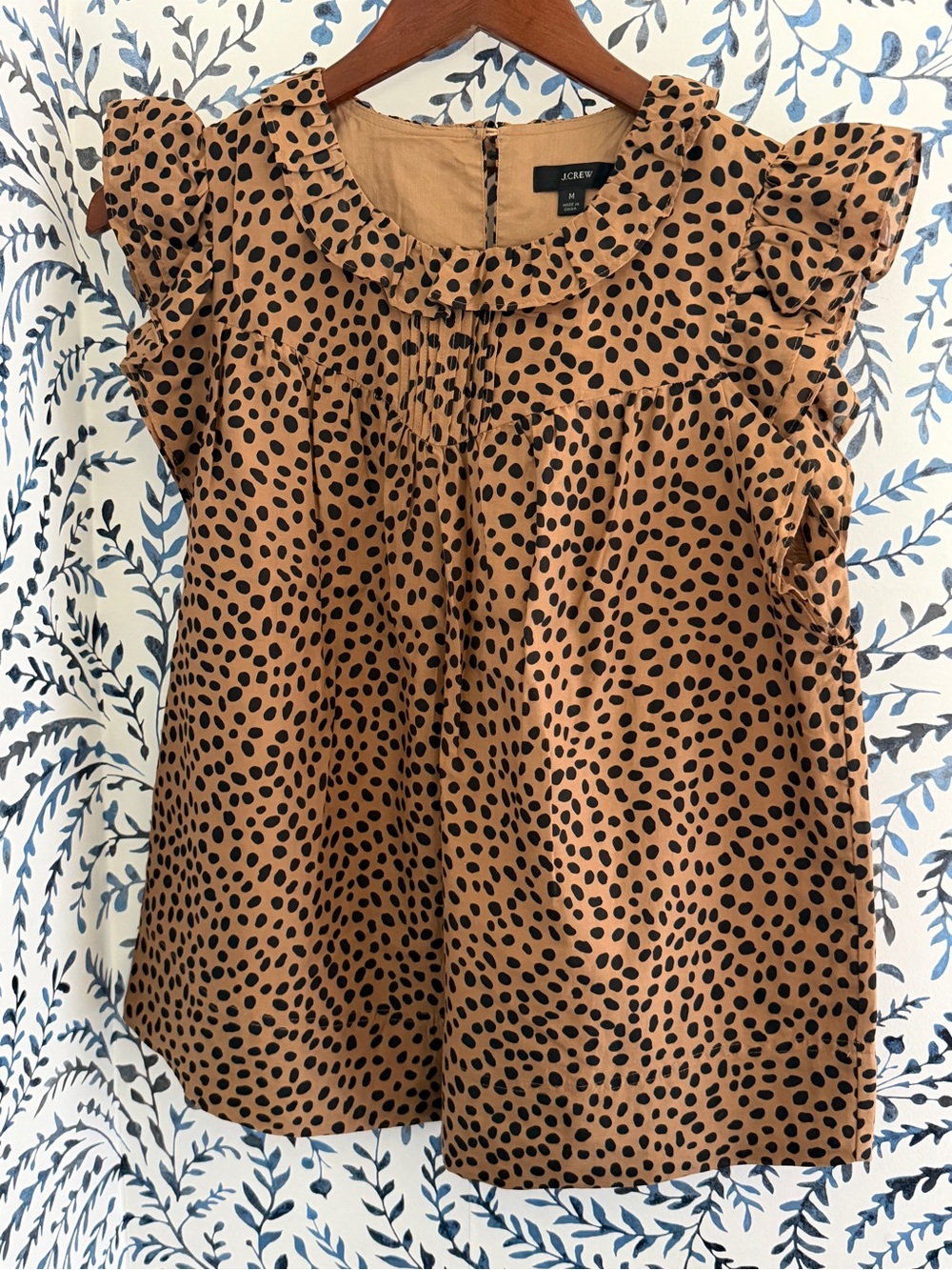 J.Crew flutter-sleeve in leopard dot size M